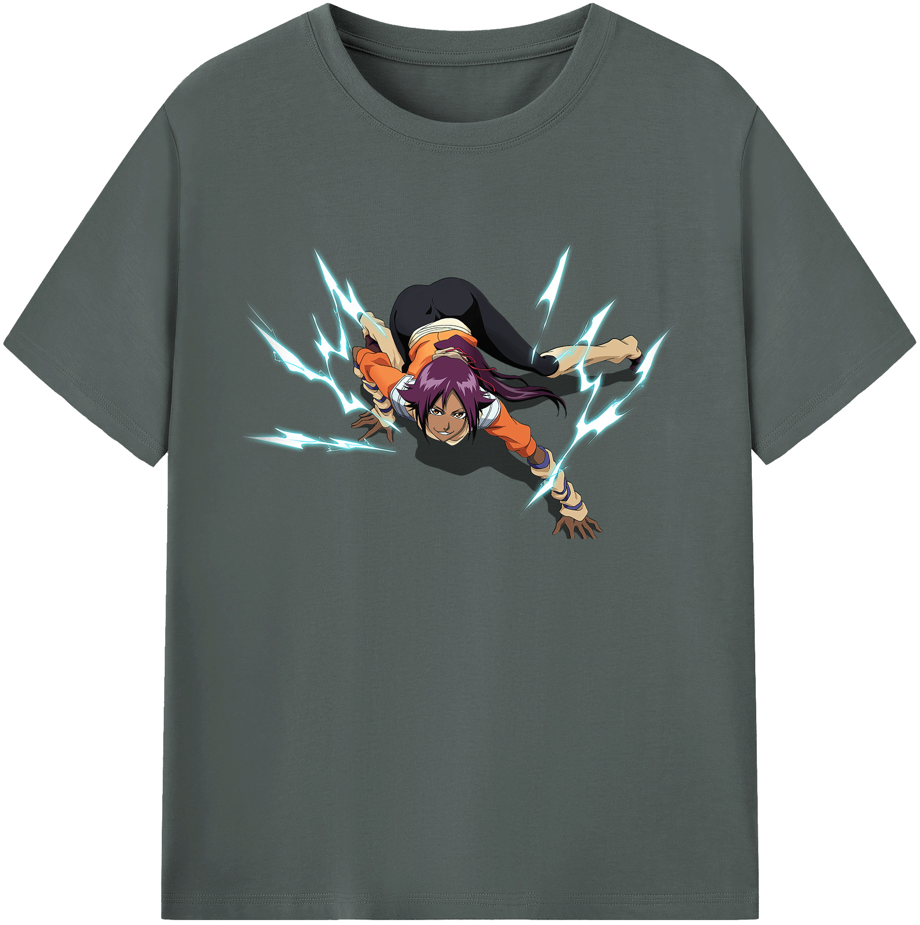 （画像用） ブリーチ 四楓院 夜一（しほういん よるいち） BLEACH Shihouin Yoruichi 綿100％ メンズ半袖Tシャツ｜肌触りやわらか＆通気性